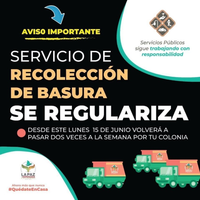 Regresa a la normalidad la recolección de basura en La Paz