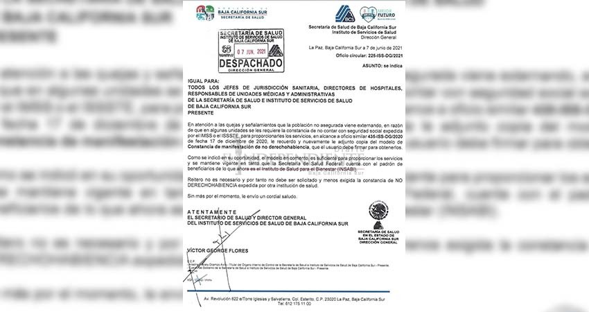 Retira SSA en BCS requisito de “no derechohabiencia” para solicitar INSABI